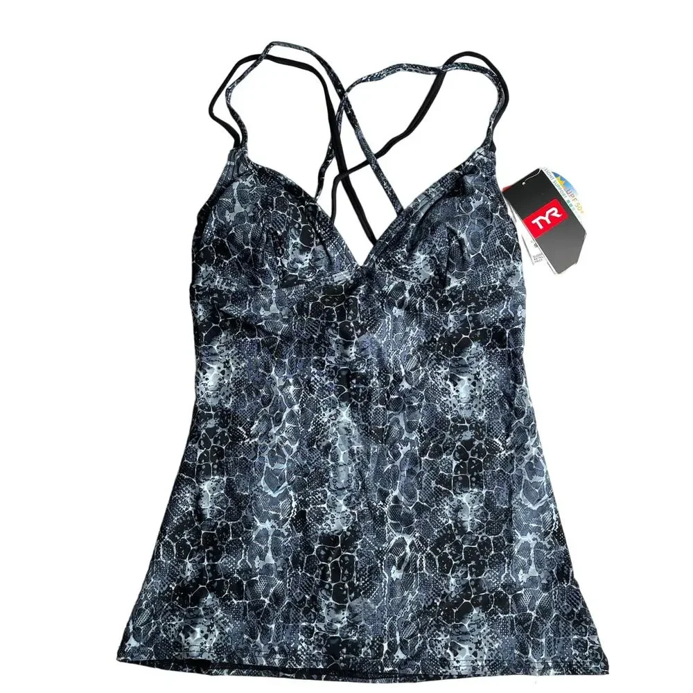 TYR Light Support Serpiente Brooke Tank Swim Top - Black - Size Small 4/6 - $50